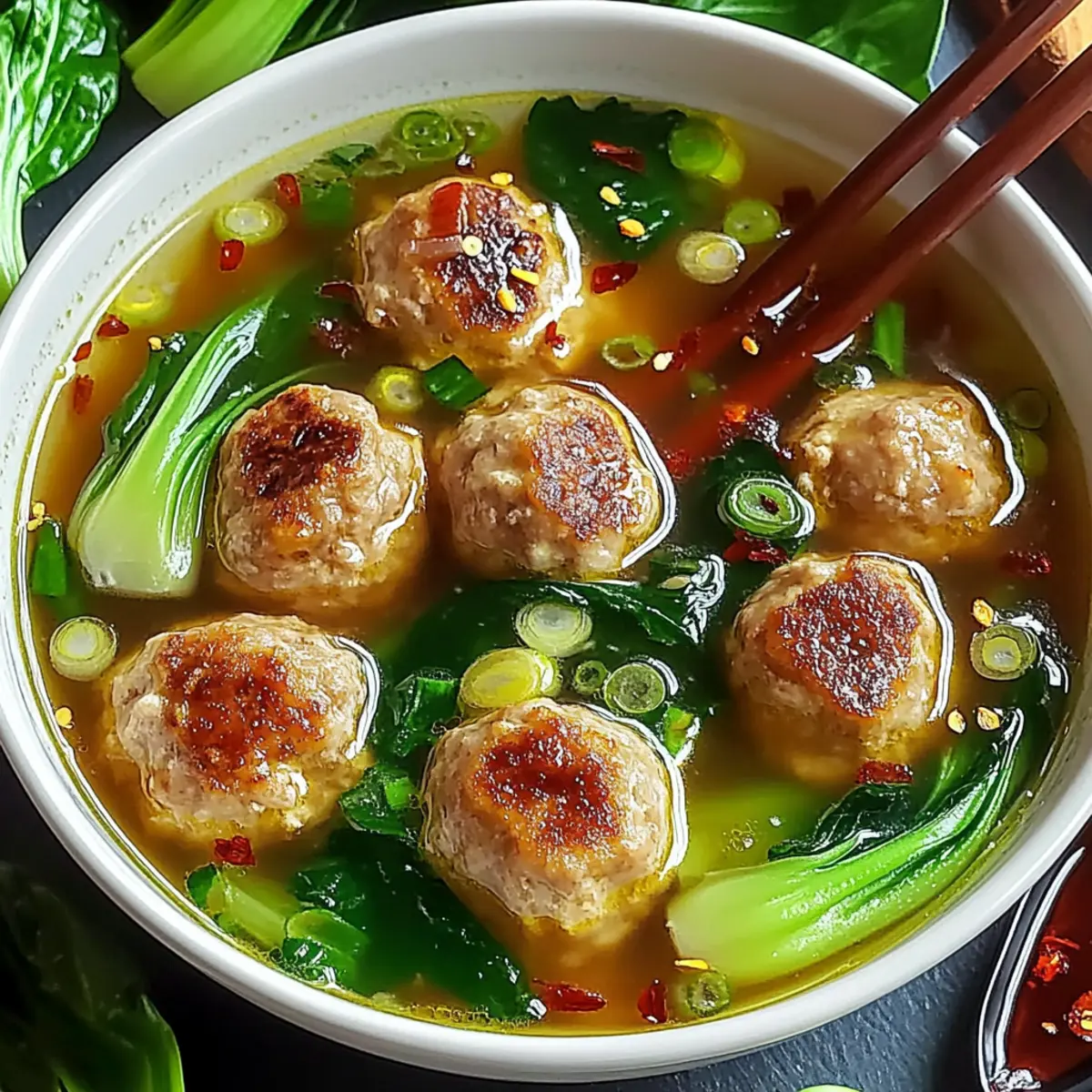 Ginger Chicken Meatball Soup