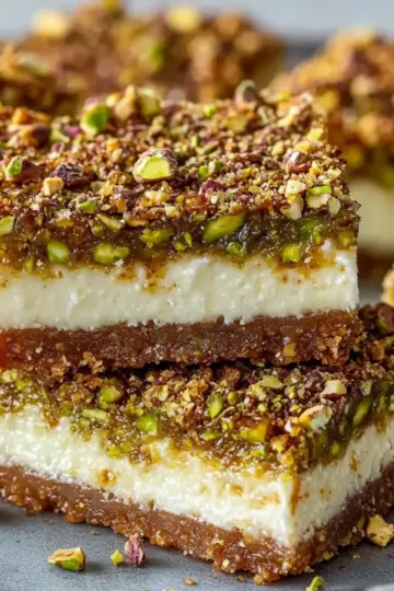 Greek Honey Pistachio Cheesecake Bars