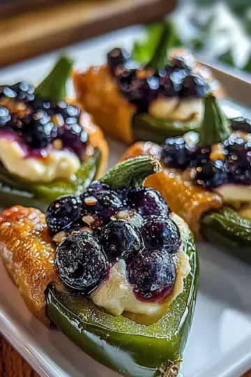Spicy Blueberry Brie Jalapeño Poppers