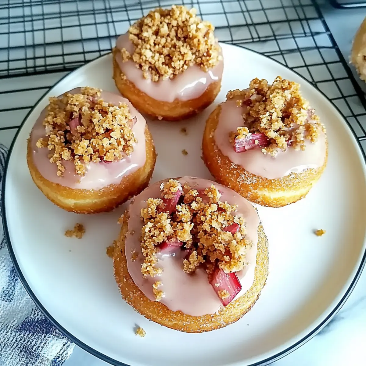 Rhubarb Crumble Streusel Donuts