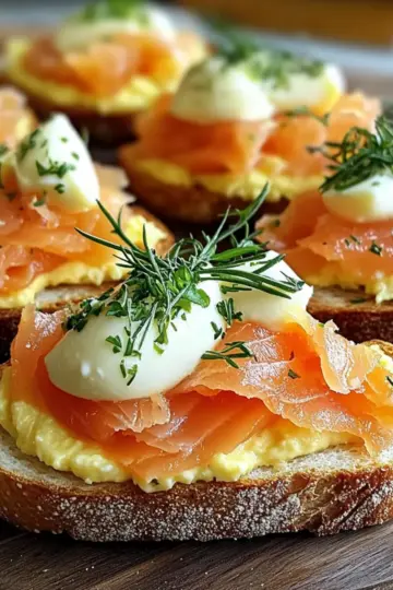 Smoked Salmon Crostini with Egg-Cheddar Mousse