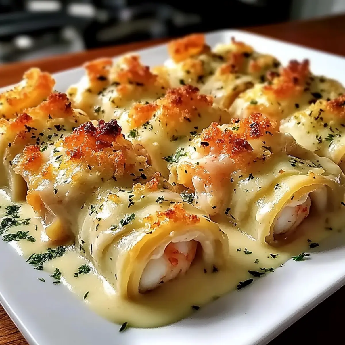 Creamy Garlic Parmesan Shrimp Roll-Ups
