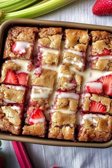 Strawberry Rhubarb Blondies
