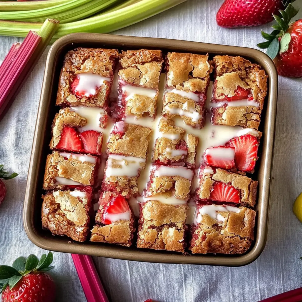 Strawberry Rhubarb Blondies
