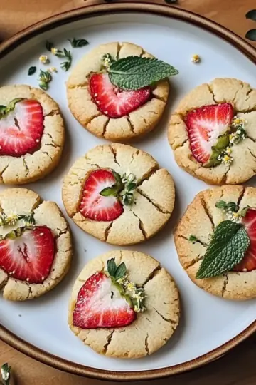 Strawberry Chamomile Shortbread Cookies