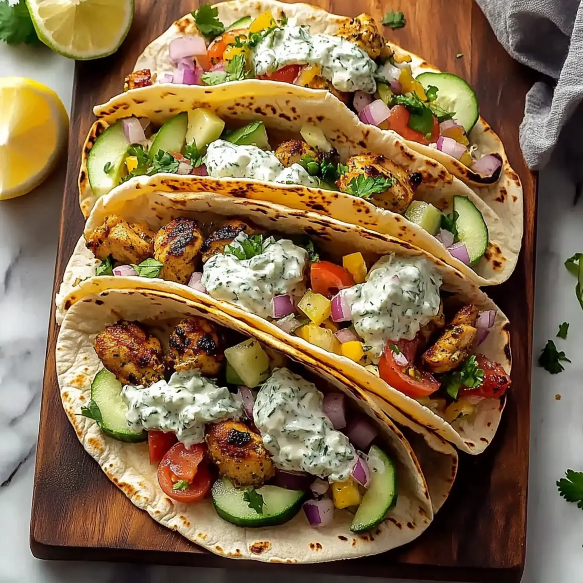 Grilled Mediterranean Chicken Tacos