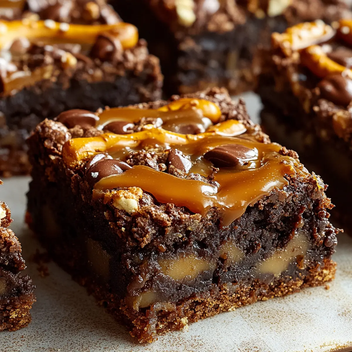 Pretzel Bottom Caramel Brownies