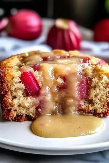 Rhubarb Cake with Butter Sauce