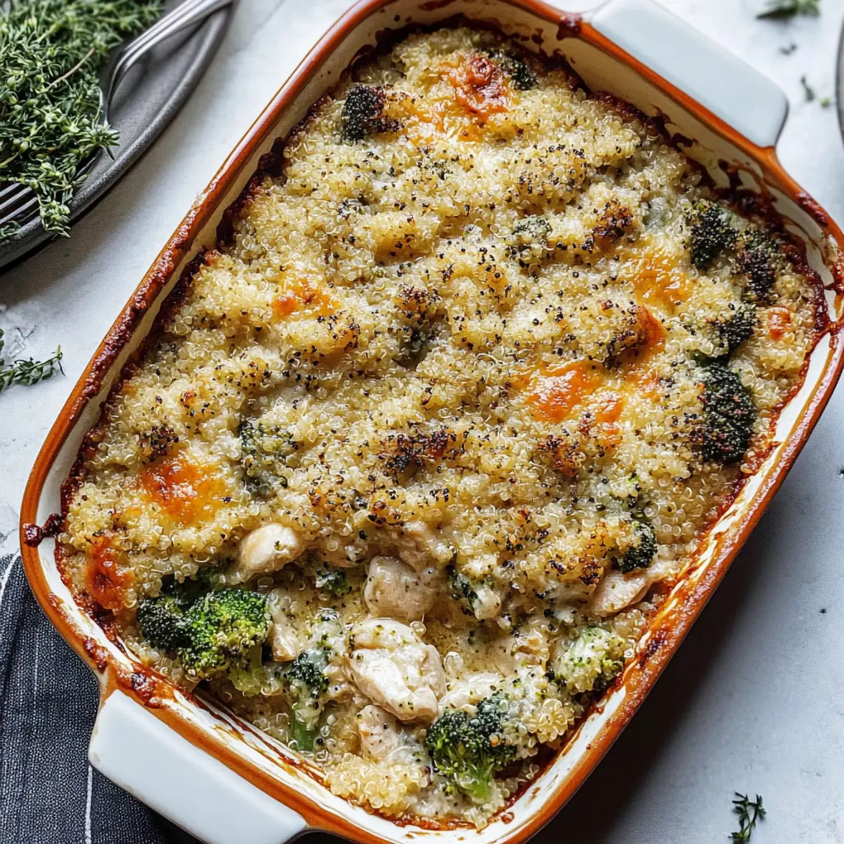 Cheesy Chicken and Broccoli Quinoa Bake