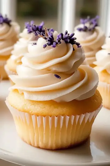 Lavender Vanilla Cupcakes with Honey Buttercream