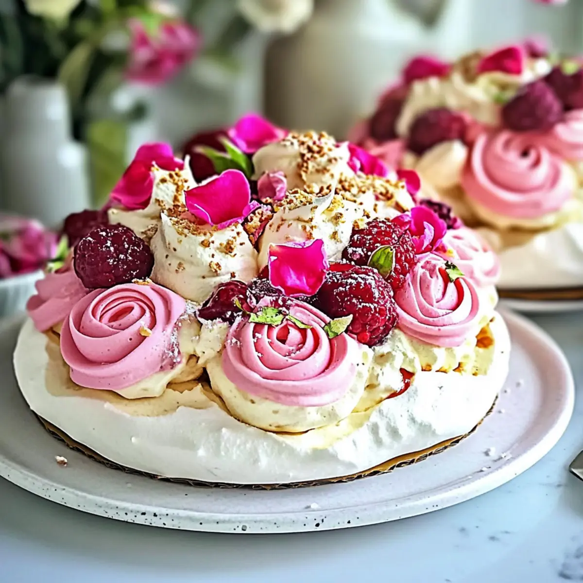 Rose Pavlova Cakes