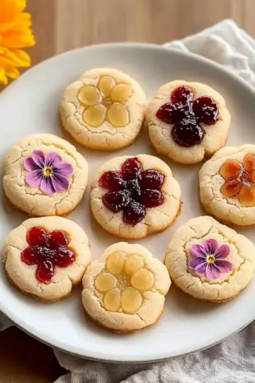 Flower Jam Thumbprint Cookies