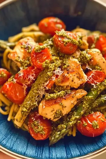 Creamy Pesto Chicken With Roasted Tomatoes