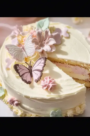 Vanilla Bean Butterfly Garden Cake