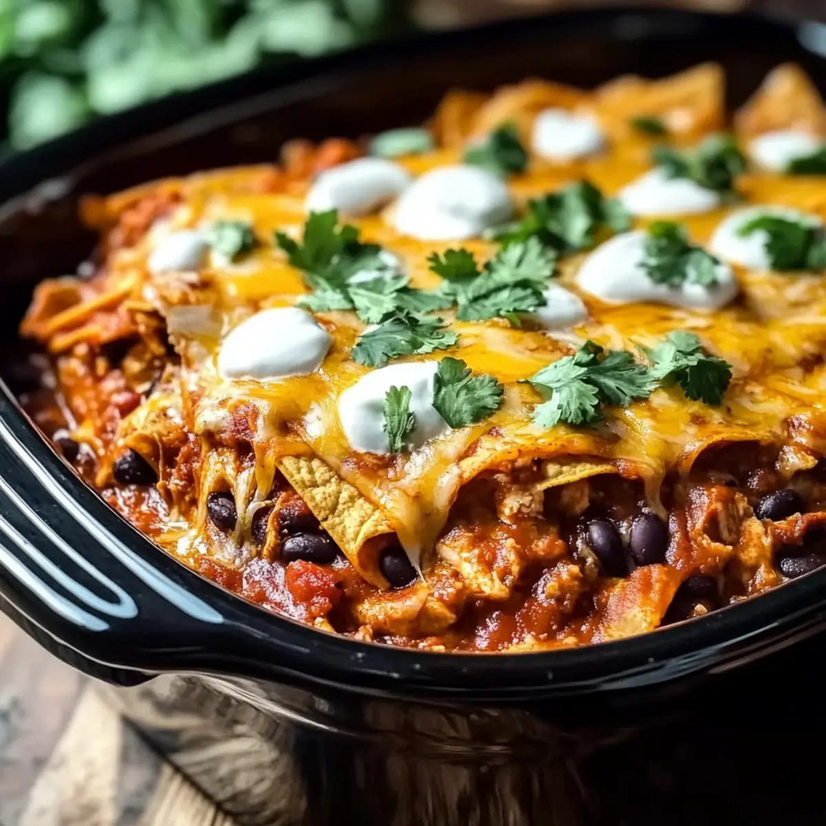 Crockpot Chicken Enchilada Casserole