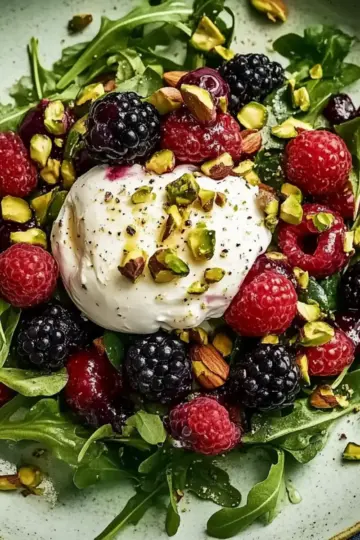 Burrata Salad with Summer Berries & Pistachios