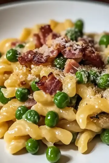 Creamy Pasta with Peas and Pancetta