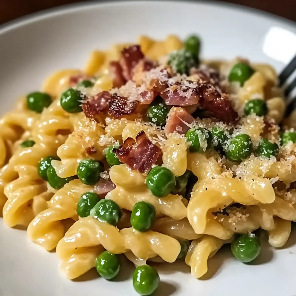 Creamy Pasta with Peas and Pancetta