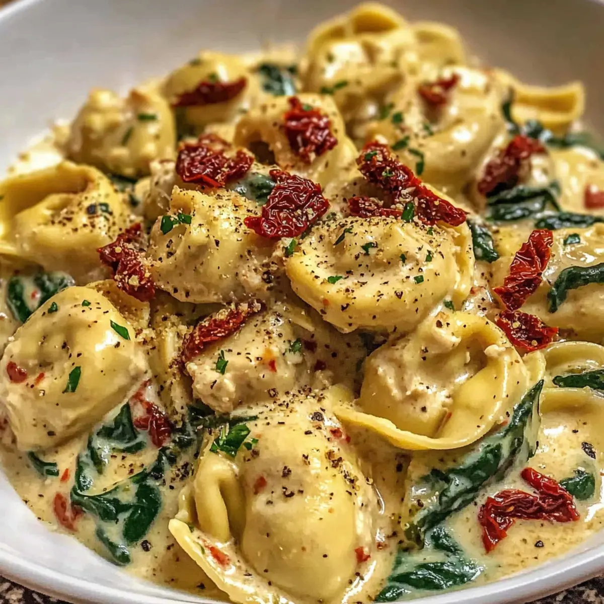 Creamy Tuscan Garlic Chicken Tortellini