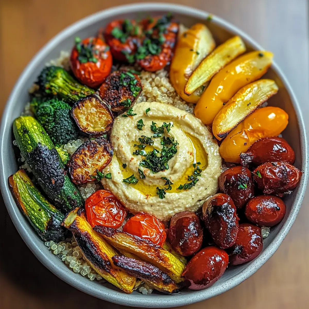 Roasted Veggie and Hummus Bowl