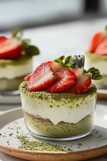 Strawberry Matcha Tiramisu Cups