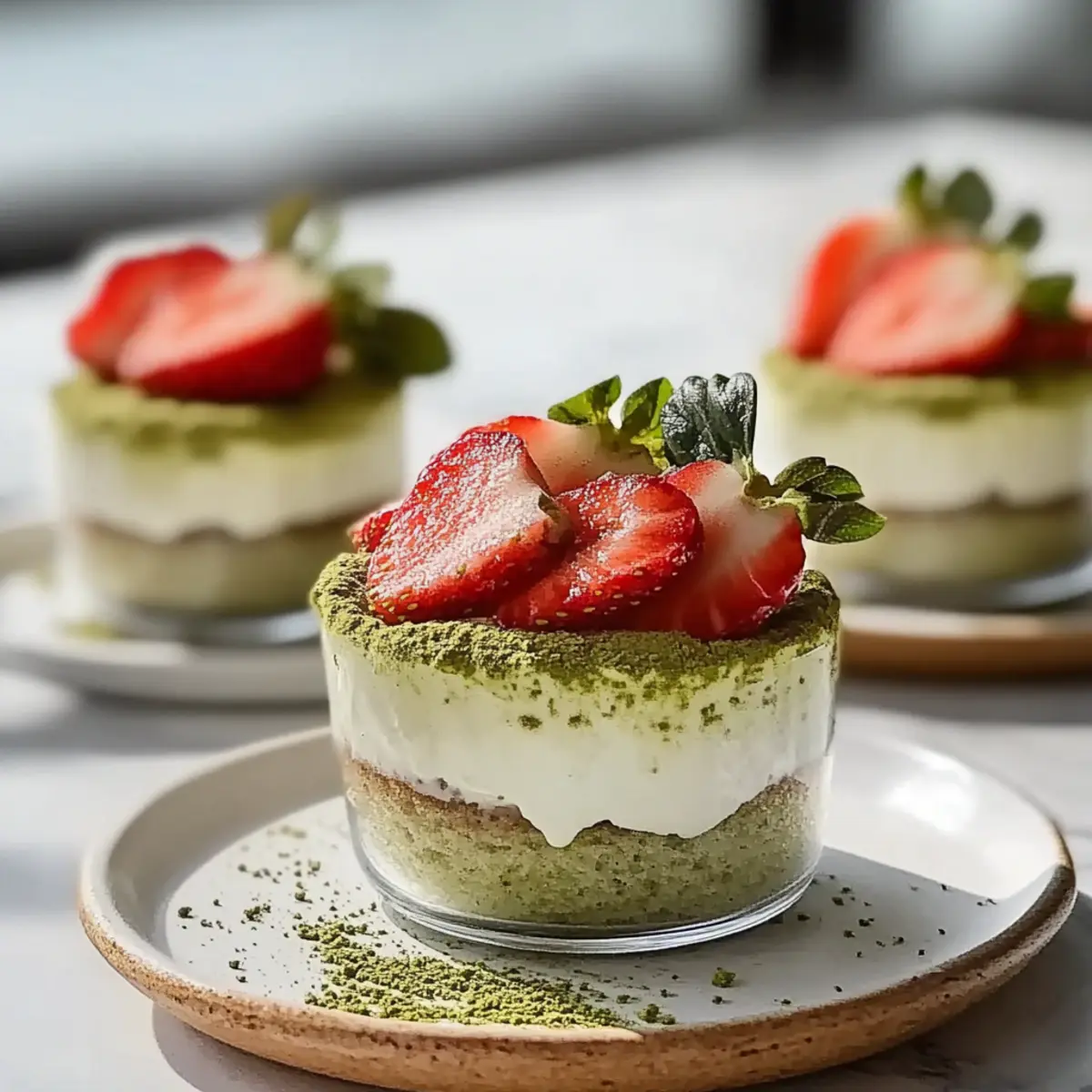 Strawberry Matcha Tiramisu Cups
