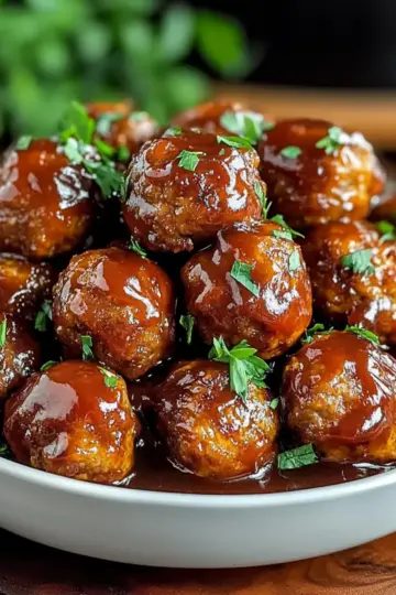 Whiskey Peach BBQ Meatballs