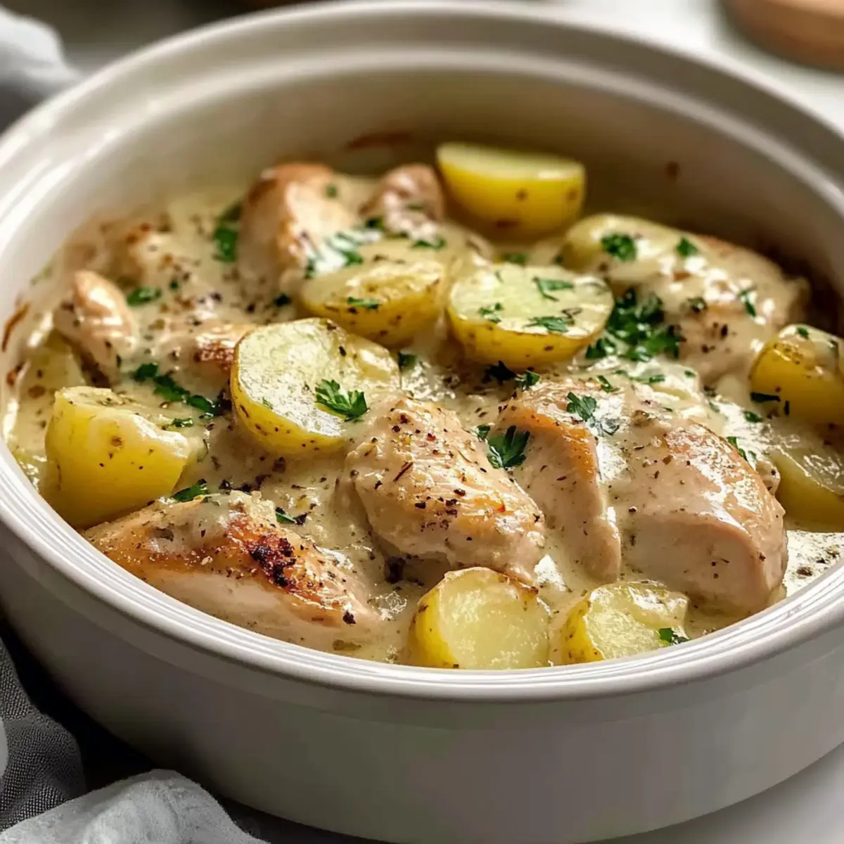 Creamy Crockpot Garlic Parmesan Chicken and Potatoes