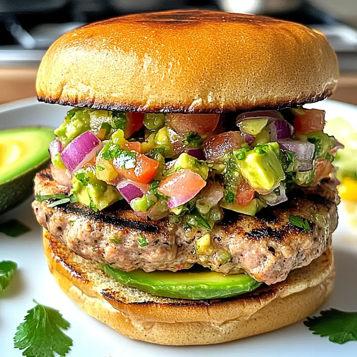 Smokehouse Turkey Burgers with Avocado Salsa