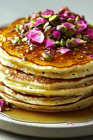 Pistachio Rose Pancake Stack