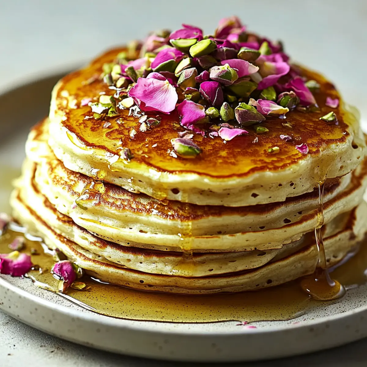 Pistachio Rose Pancake Stack