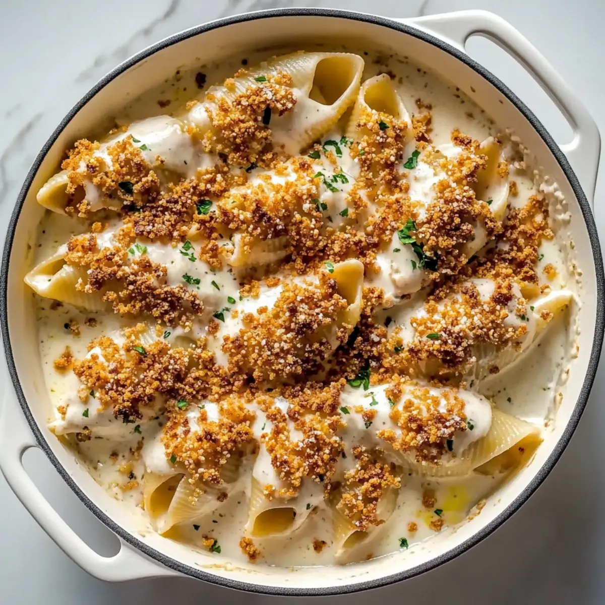 Hot Honey Pretzel Chicken Alfredo Stuffed Shells