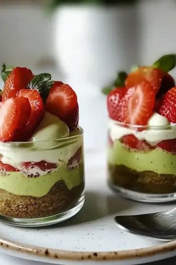 Strawberry Matcha Tiramisu Cups