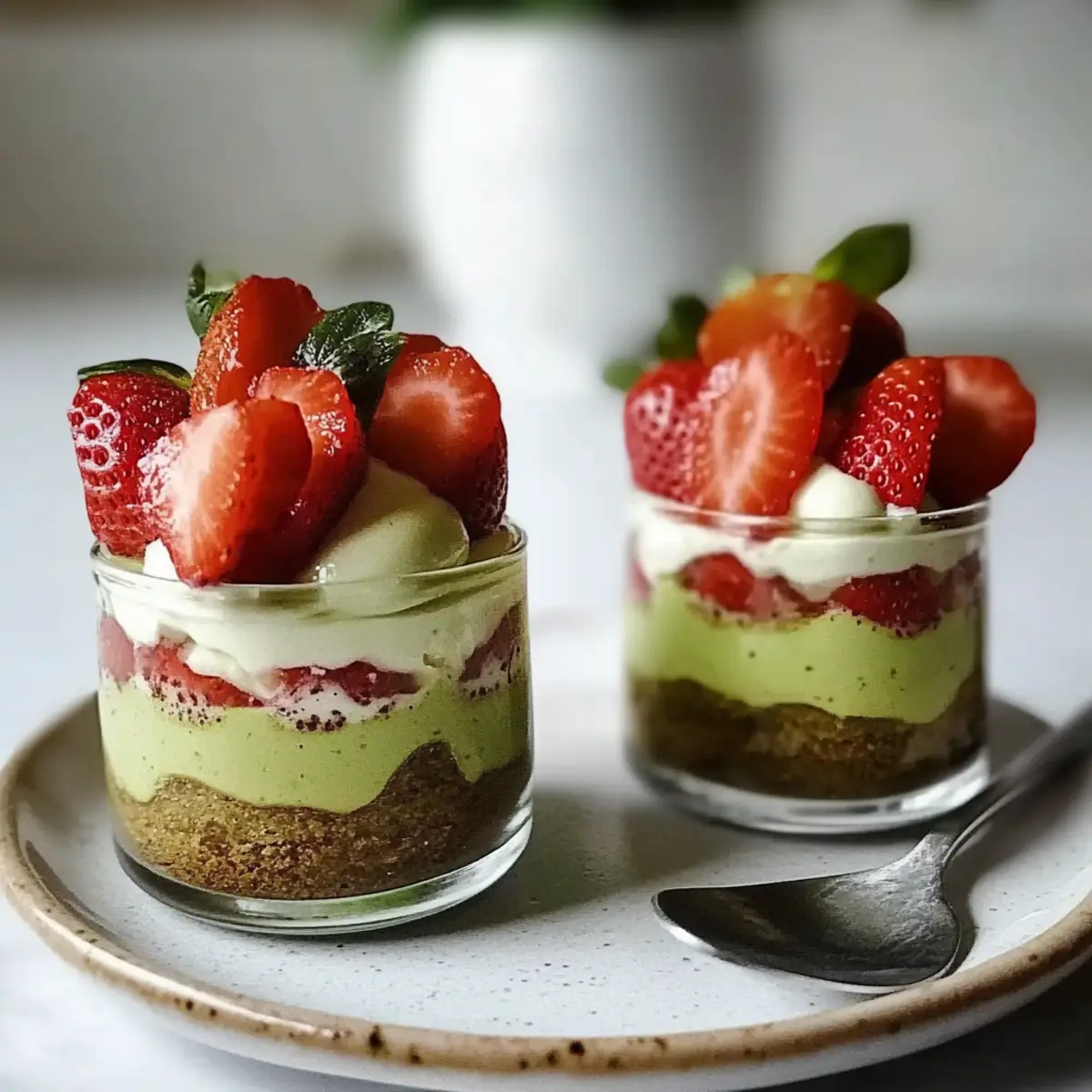 Strawberry Matcha Tiramisu Cups