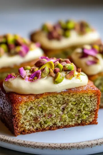 Pistachio Rose Financier with Honey Cream
