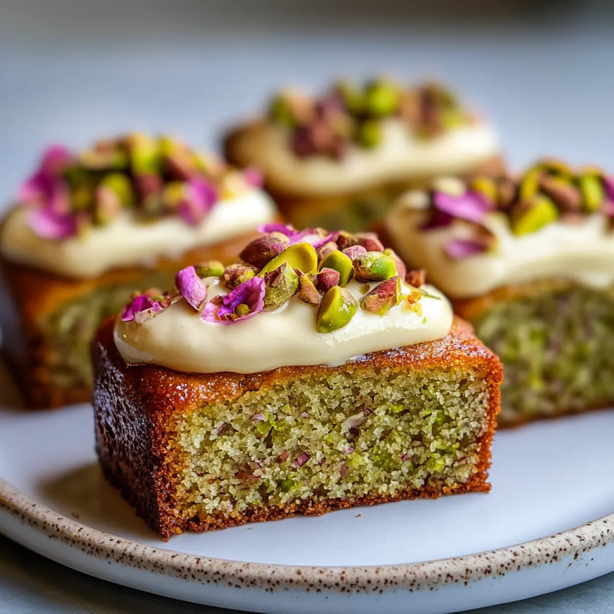 Pistachio Rose Financier with Honey Cream