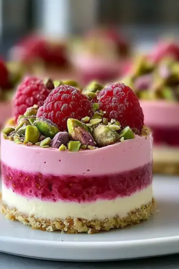 Mini Raspberry and Pistachio Mousse Cakes