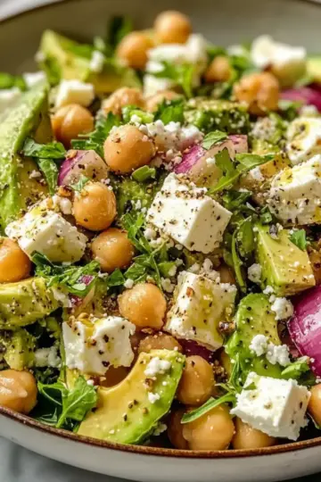Chickpea Feta Avocado Salad
