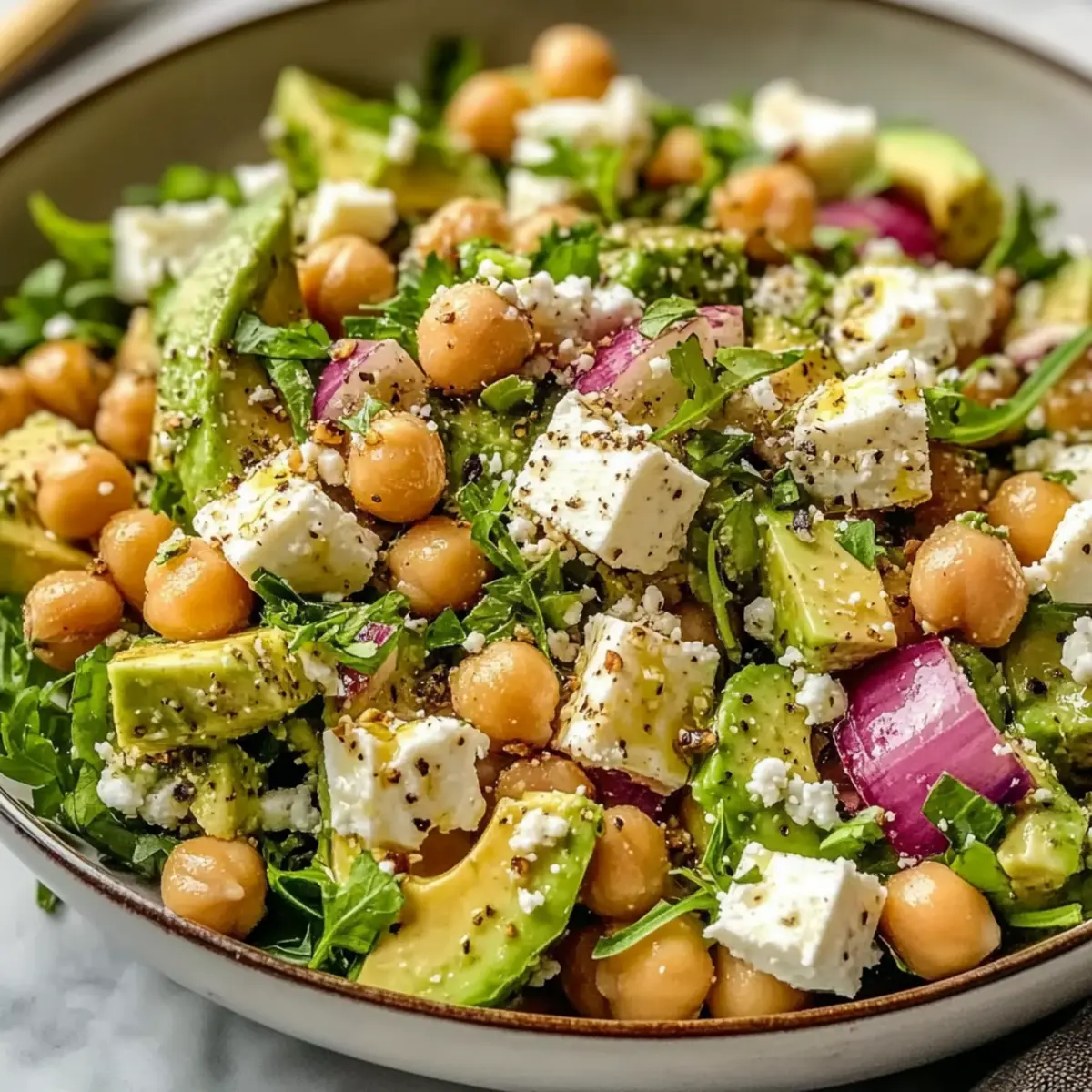 Chickpea Feta Avocado Salad