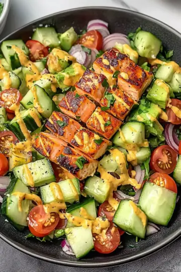 Creamy Bang Bang Salmon Salad