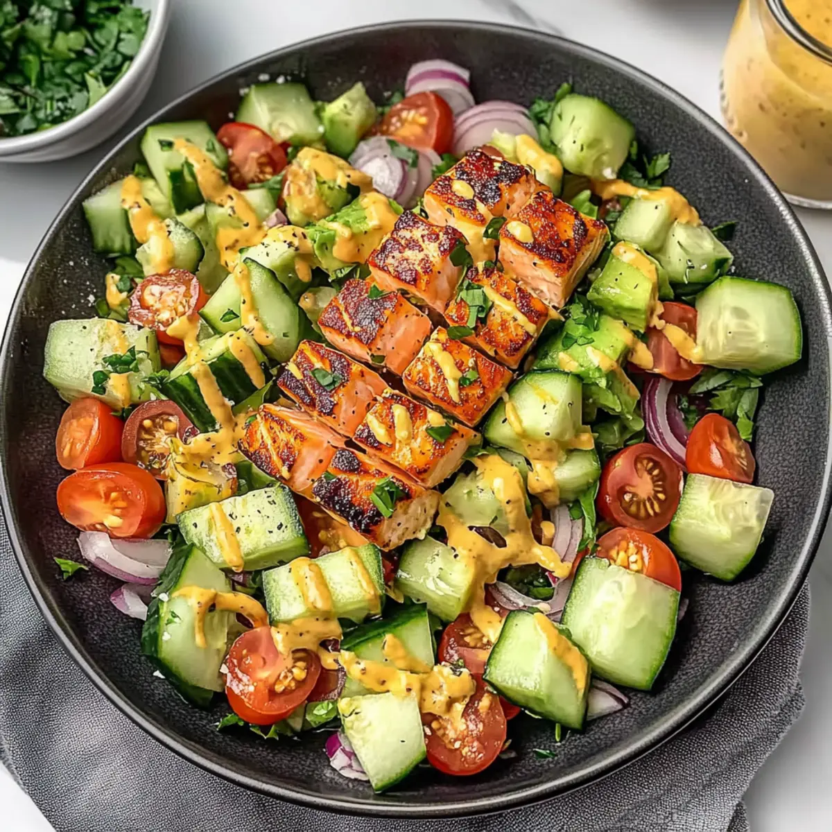 Creamy Bang Bang Salmon Salad