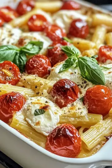 Roasted Tomato Burrata Pasta Bake