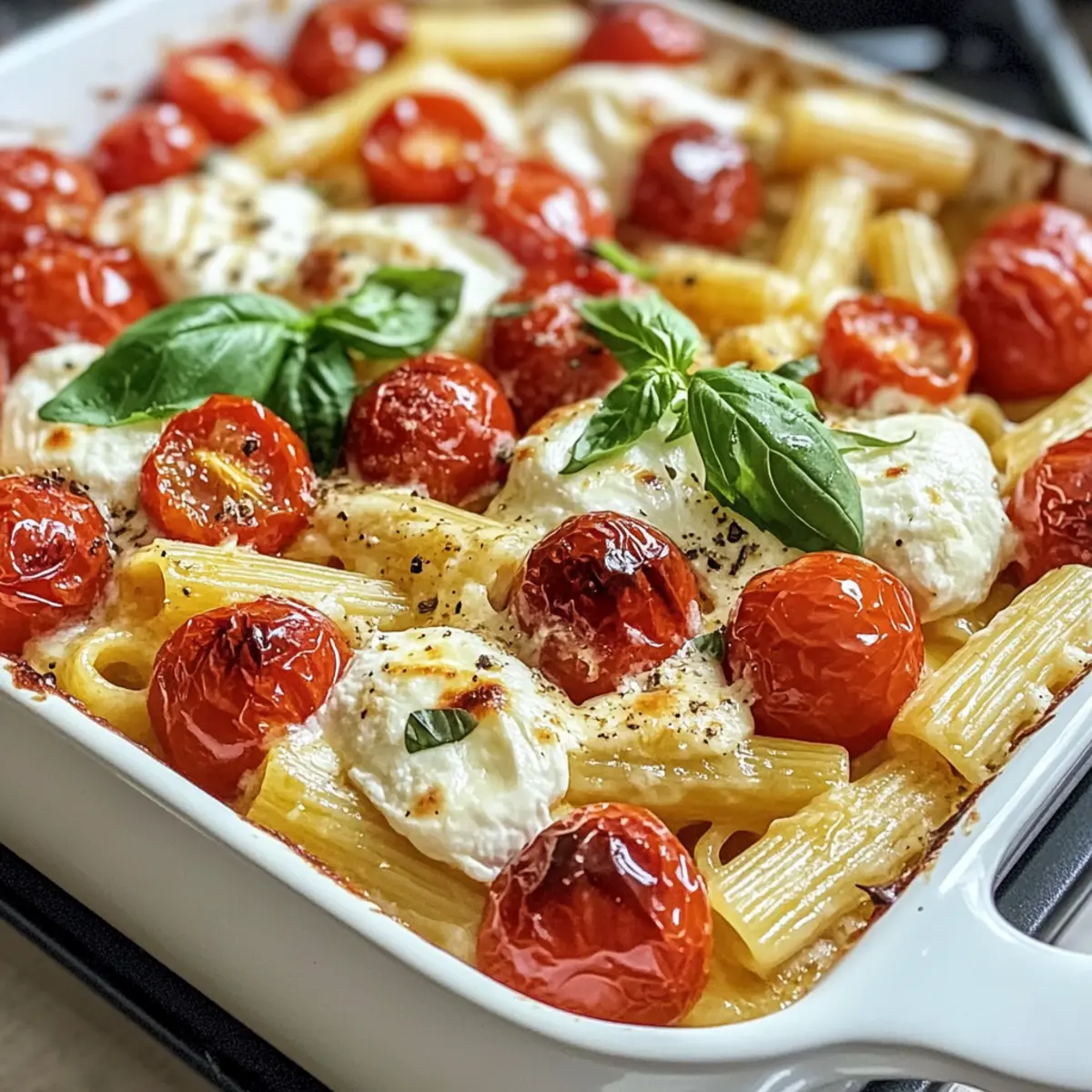 Roasted Tomato Burrata Pasta Bake