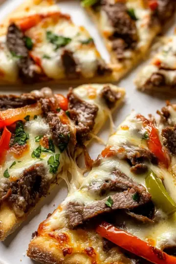Philly Cheesesteak Flatbread Pizza