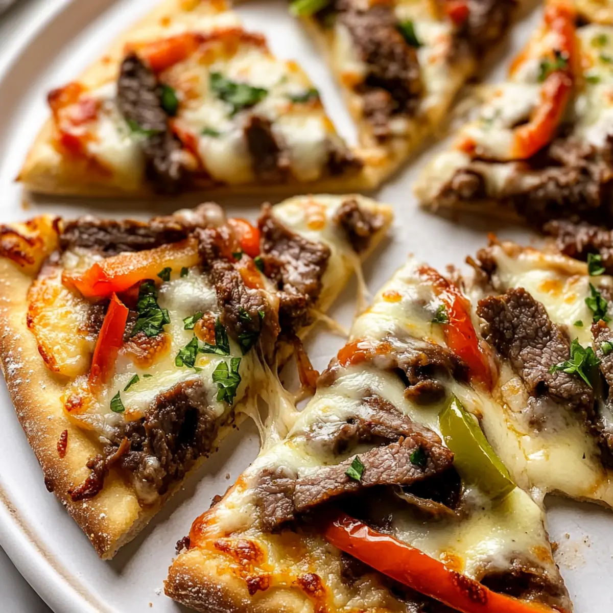 Philly Cheesesteak Flatbread Pizza