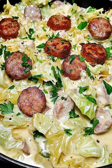 Cajun Sausage and Cabbage Alfredo