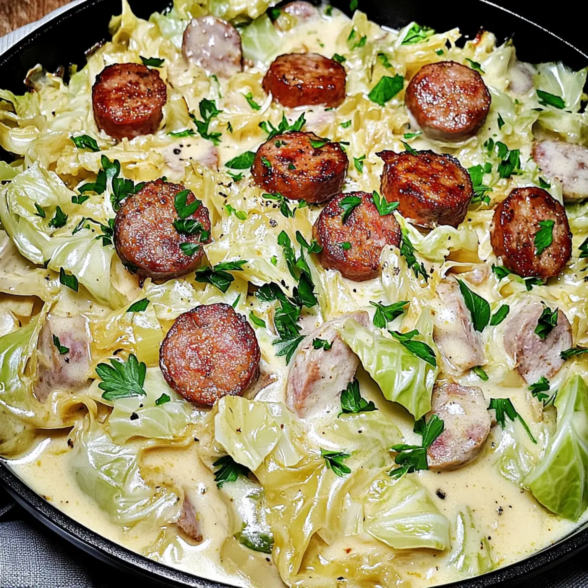 Cajun Sausage and Cabbage Alfredo