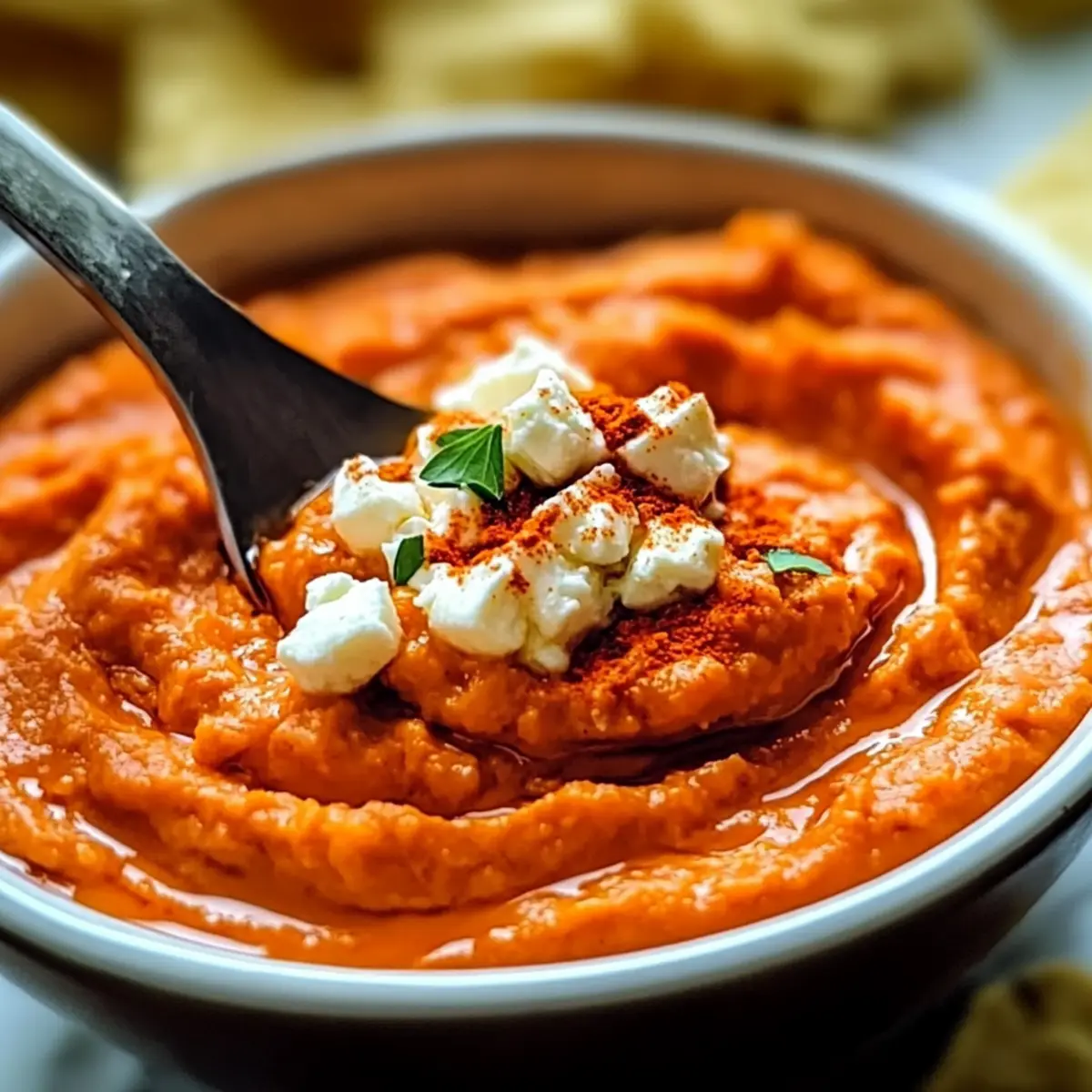 Velvety Roasted Red Pepper & Feta Dip