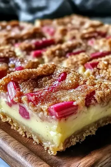 Creamy Brown Butter Rhubarb Custard Bars