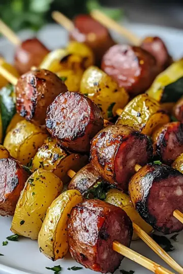 Cowboy Butter Kielbasa and Potato Skewers